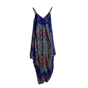 My Michelle Halter Handkerchief Midi Cruise Resort Paisley Summer Dress Sz Small